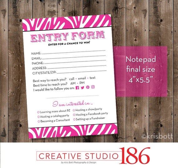 pink zebra door prize entry form door prize entry form