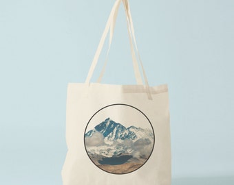 Mountains tote bag, photo, graphic canvas bag, gift for husband, gift for boyfriend, novelty gift for coworker.
