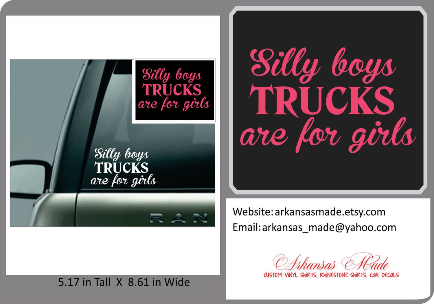 Silly Boys Trucks Are For Girls Truck Decal 85in Wide And 1103