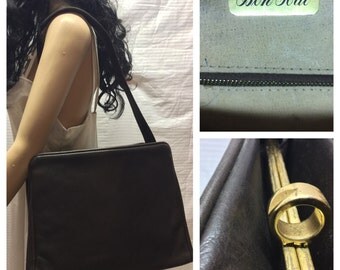 Bon Gout, Large Leather Shoulder Bag, Brown, Purse, Bag, 1950s, 1960s