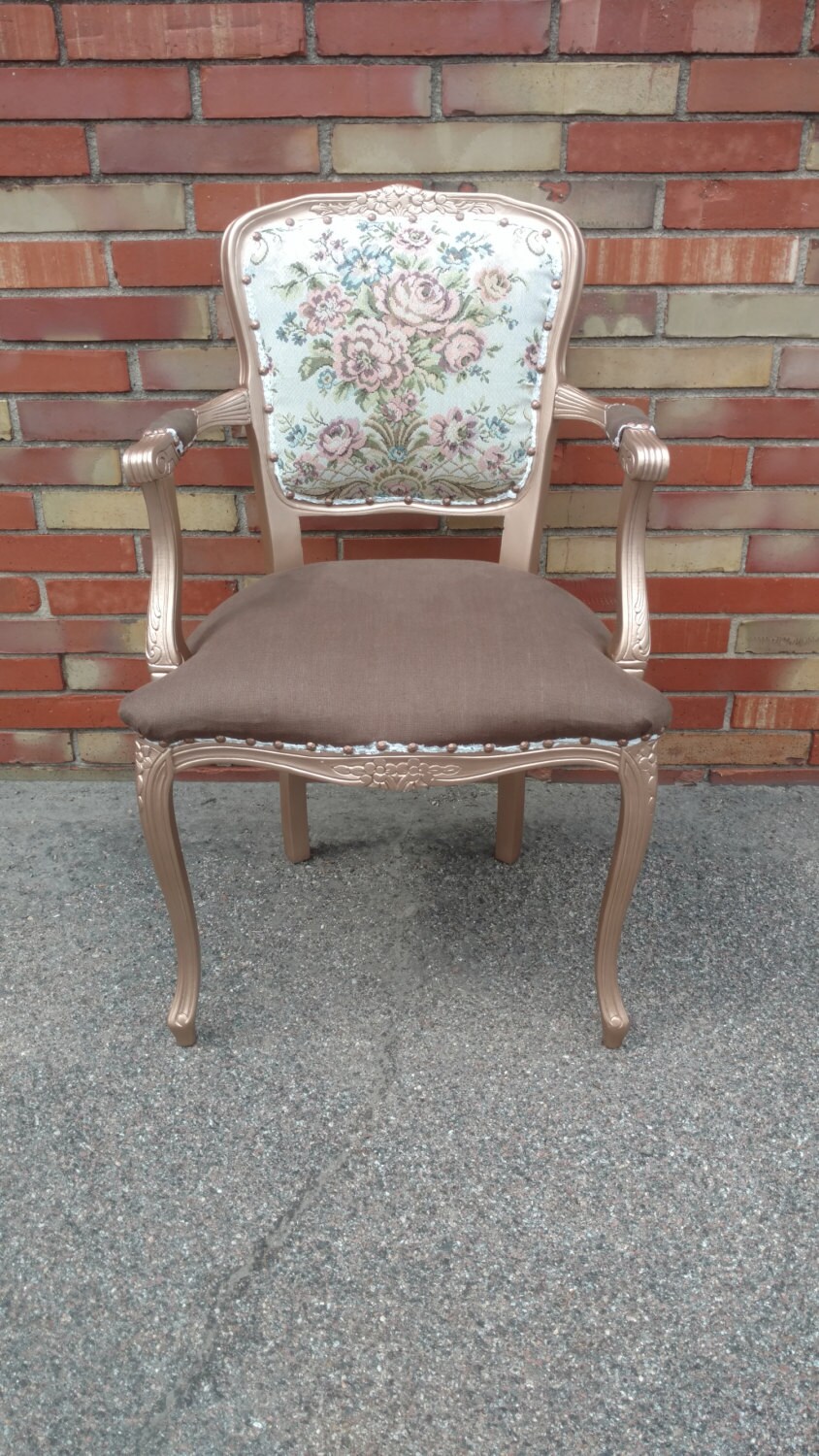 Accent Chair Needlepoint Rose Gold Rose Chair Linen