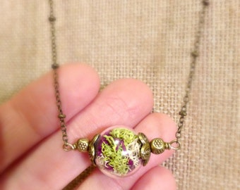 Real moss necklace Terrarium necklace Nature orb necklace Rustic pendant gift Nature fall wedding gift Bridesmaids gift Nature lover gift