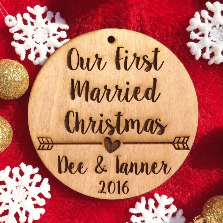 Married christmas. Personalized Christmas ornaments. The first Christmas.