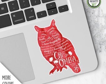 Chi Omega XO | Small Owl Decal | Sorority Big Little Reveal Gift | Official Licensed Product | XO-SD