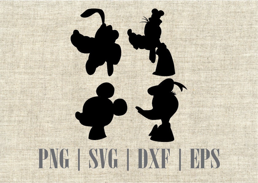 Download Mickey Mouse and Friends Silhouette dxf svg png and editable