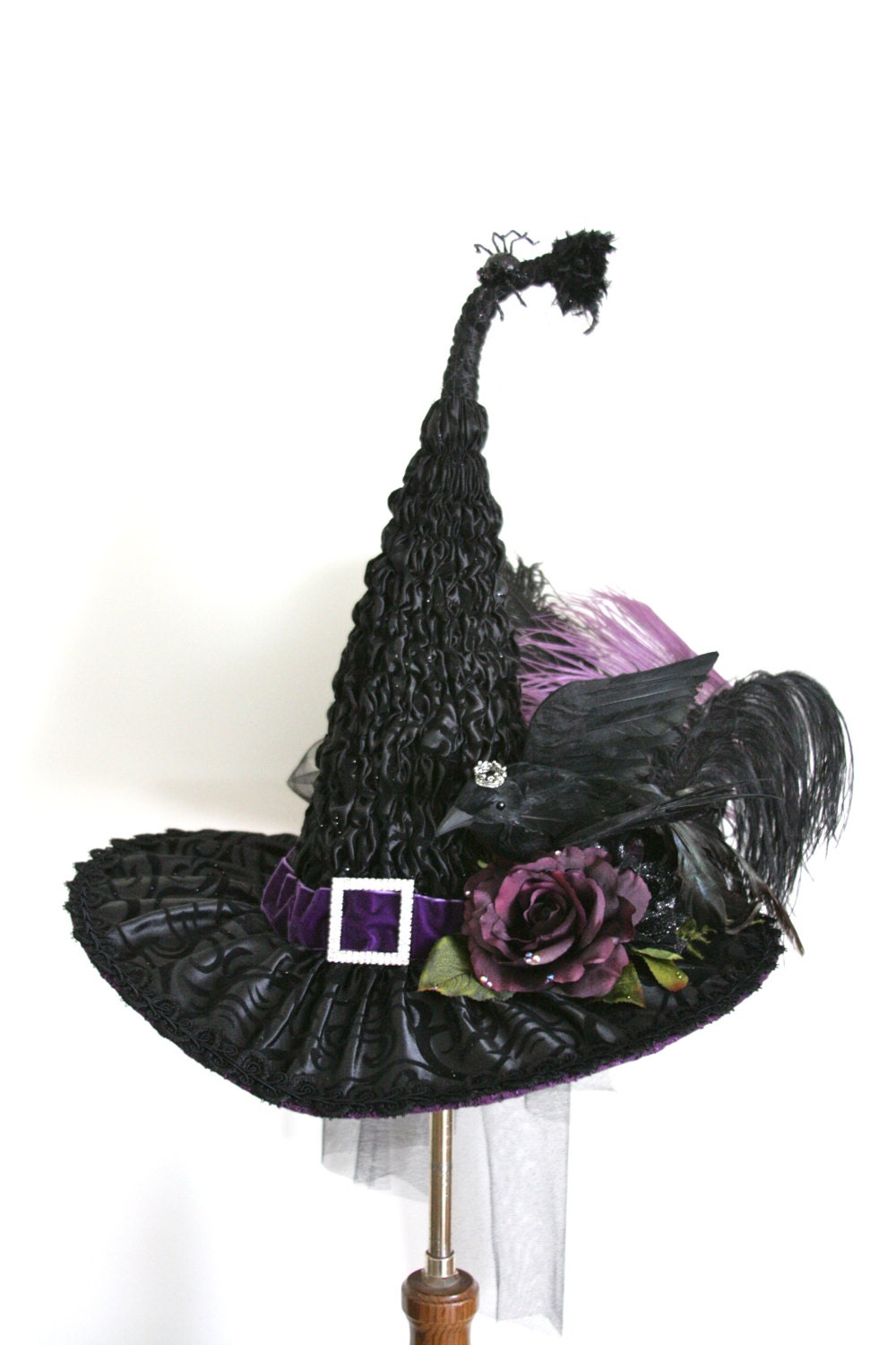 Black Raven Victorian Witch Hat by Studio Sisu Hand Made