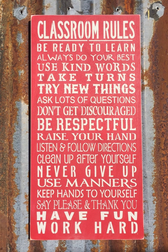 Classroom Rules Handmade Wood Sign