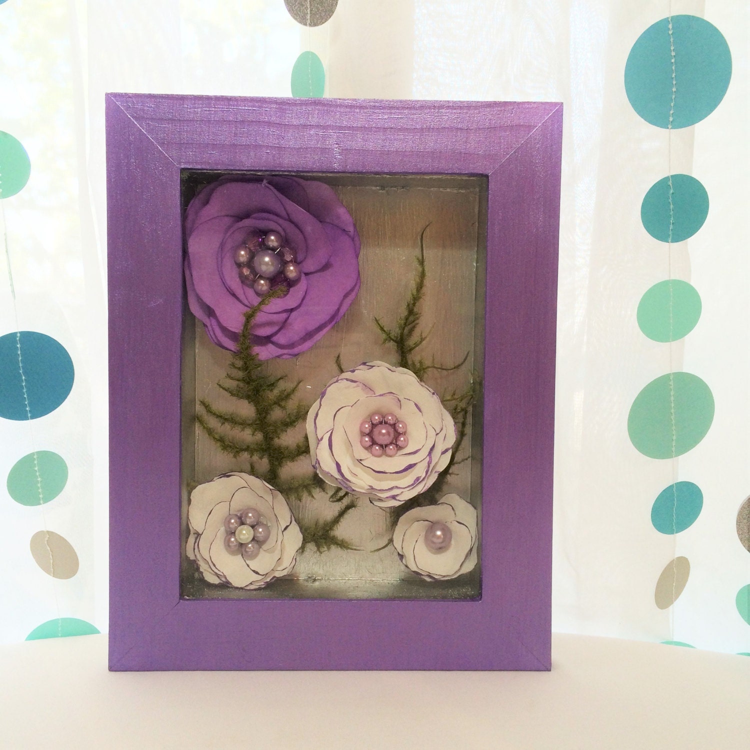 3D wall art Floral shadow box Flower wall art Floral wall
