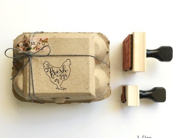 custom rubber stamp - homestead no. 10 - hand illustrated chicken stamp - fresh eggs stamp - just laid - handmade - personalized - coop