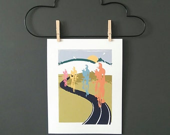 Cycling Art / Bicycle Print / Giclee Cycling Print