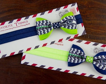 Seattle Seahawks Headband, Seattle Seahawks Bow tie Bow, Headband, Bow Tie Bow, Baby Headband, Toddler Hair Bow