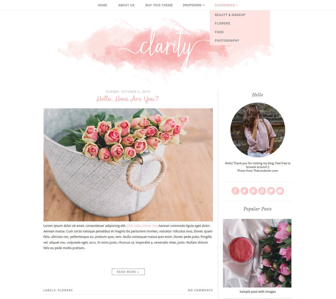 Premade Blogger Template Simple and Clean Blog Design