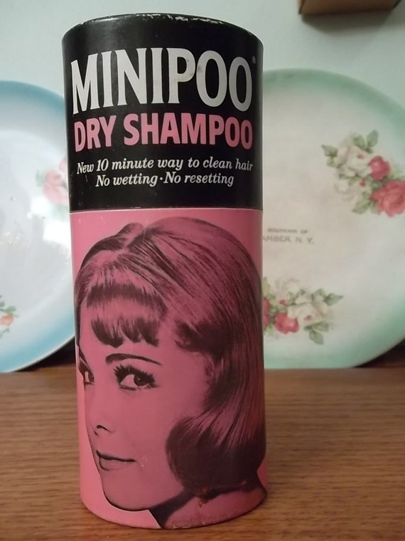 1960s MINIPOO Dry Shampoo container Antique Vintage Hair Salon