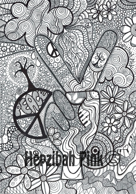 Printable Colouring Page Peace Sign PDF & JPEG