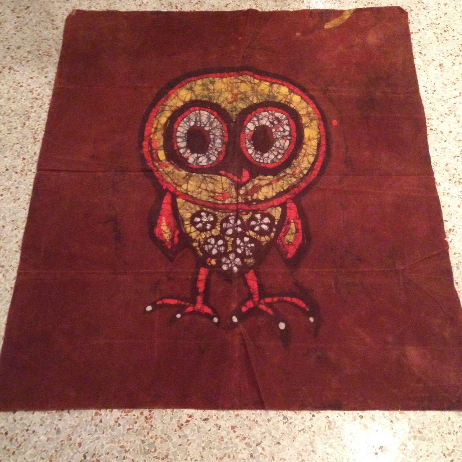 Vintage Owl Batik Tapestry