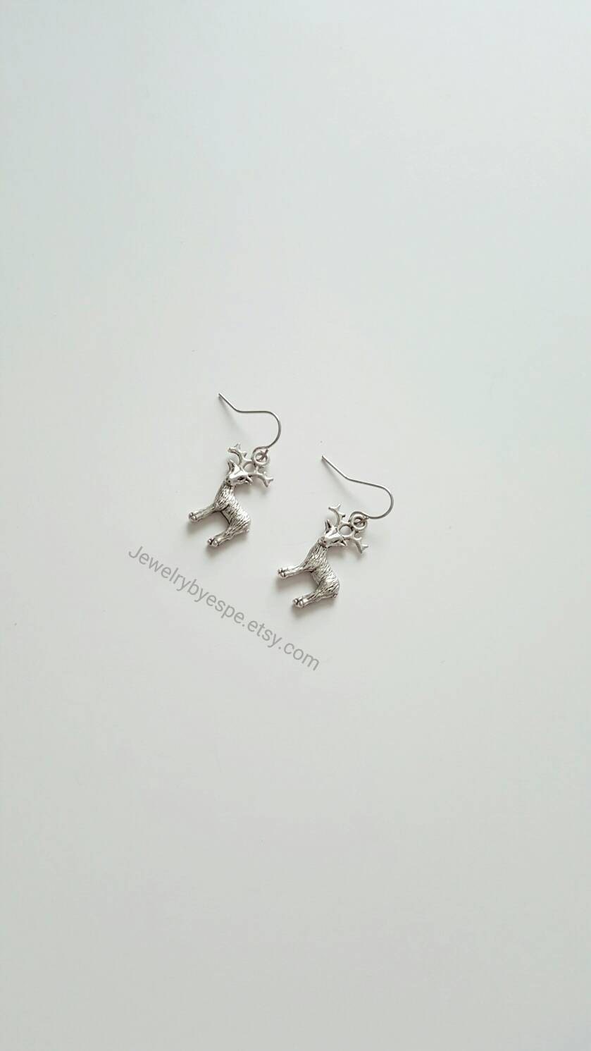 Deer Earrings Silver Earrings Boho By Jewelrybyespe On Etsy