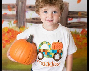 Boys Fall Shirt, Boys Thanksgiving Shirt, Pumpkin Truck Shirt, Fall Truck Shirt, Boys Thanksgiving Bodysuit
