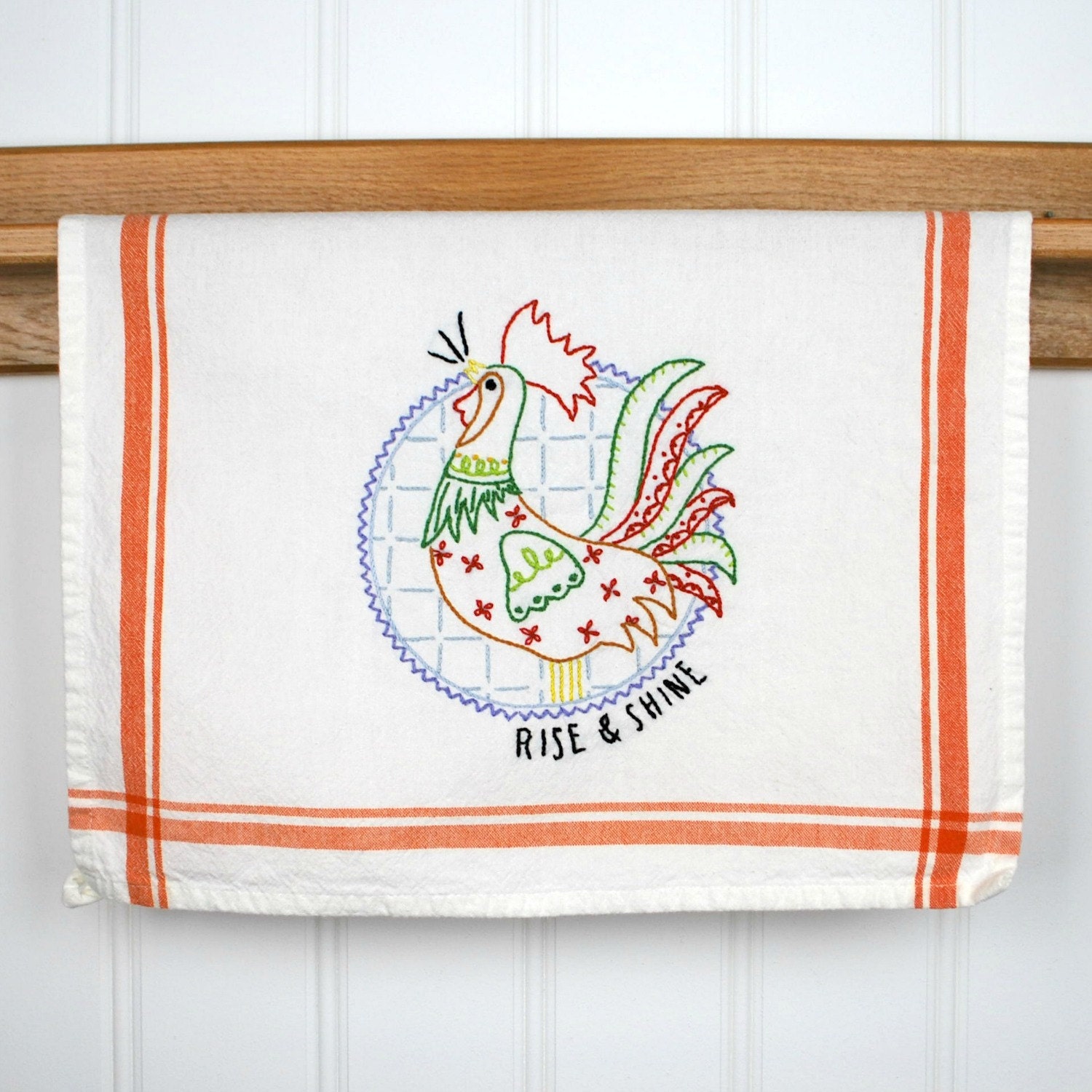 Rooster Dish Towel Hand Embroidered Kitchen Towel Rooster   Il Fullxfull.913091235 4das 