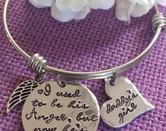 Memorial Jewelry Bracelet - Memorial Jewelry Dad - I used to be his angel now he's Daddys girl - Memorial gift - Remembrance Bracelet