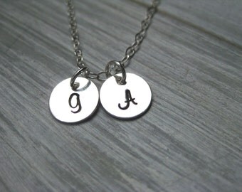 Initial Necklace Sterling Silver Initial Charm Hand Stamped Initial Mother's Jewelry Mother's Necklace Mothers Day Gift Letter Necklace
