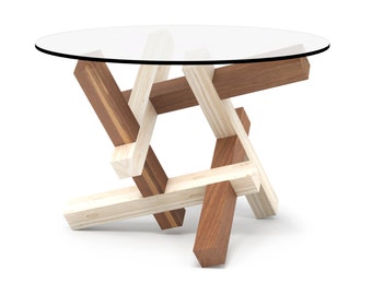 2x3 Round Wooden Coffee Table - Puzzle - Round Glass Table