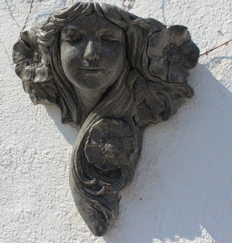 Stone Wall Planter Art Nouveau Flower Lady Wall Decor Made