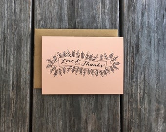 Love and Thanks Card Set, Rustic Thank You Cards, Wedding Thank You Cards