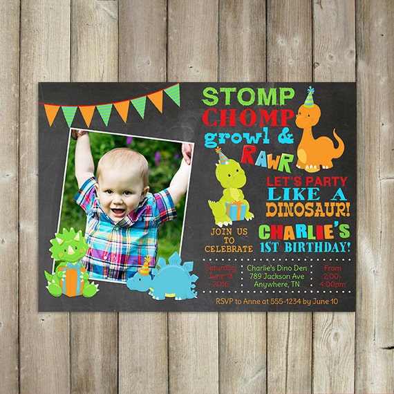 Dinosaur Birthday Invitation Boy's Birthday Invite