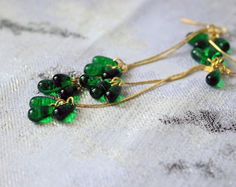emerald earrings dark green earrings gold jewelry girlfriend gift for her earrings romantic earrings wife gifts for daughter bohemian пя155