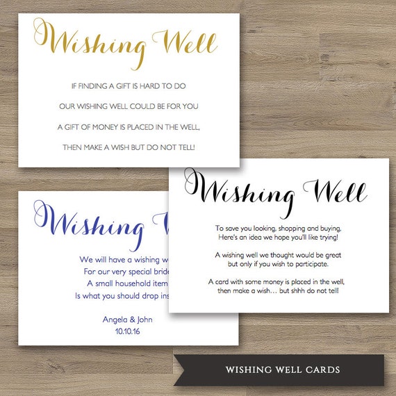 Printable Wedding Wishing Well card Gold Black by ConnieAndJoan