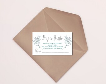 Diaper Raffle Printable Instant Download Green Bring a Pack of Diapers, Matching Bunny Invitation Gender Neutral Baby Shower