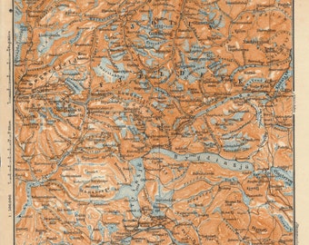 1903 Jotunheimen Norway Antique Map