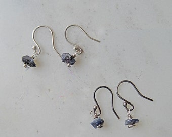 Raw Sapphire earrings - blue Sapphire earrings - Sapphire earrings - uncut Sapphire drop earrings - September birthstone - raw gemstone - UK
