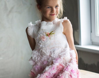 Felted Dress | Rose Dress | Girl Dress | Felt Dress | Spring Dress | Mother Daughter Matching Dress | Flower Girl Dress | Wedding Dress