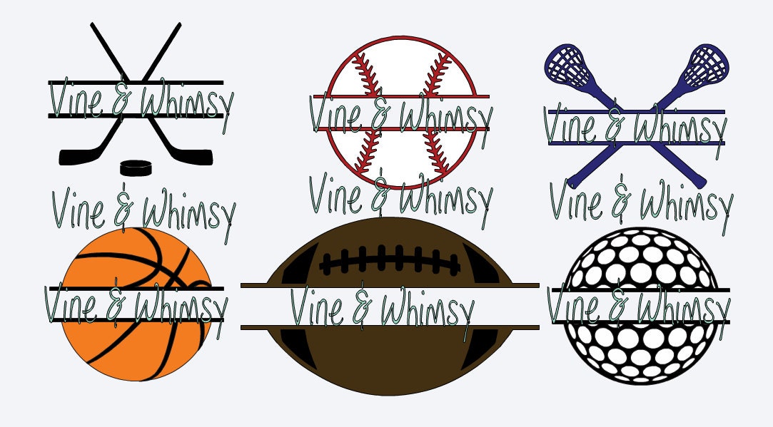 Personalized Sport Decals Split Sports Equipment Name or