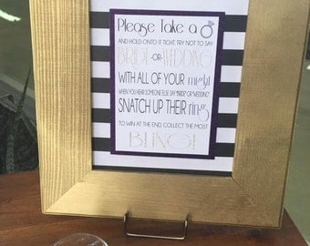 Bridal Shower Ring Game - Collect the Most Bling - Bridal Shower Game - Don't say Bride or Wedding
