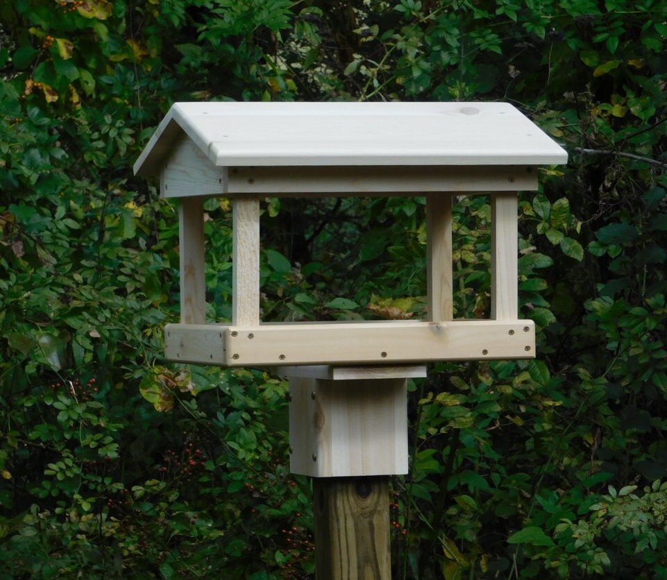 Cedar Fly Through Bird Feeder Post Mount or Pole Mount Bird