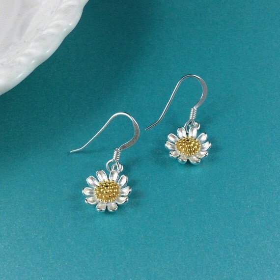 Sterling Silver Sunflower EarringsBridesmaidsDainty