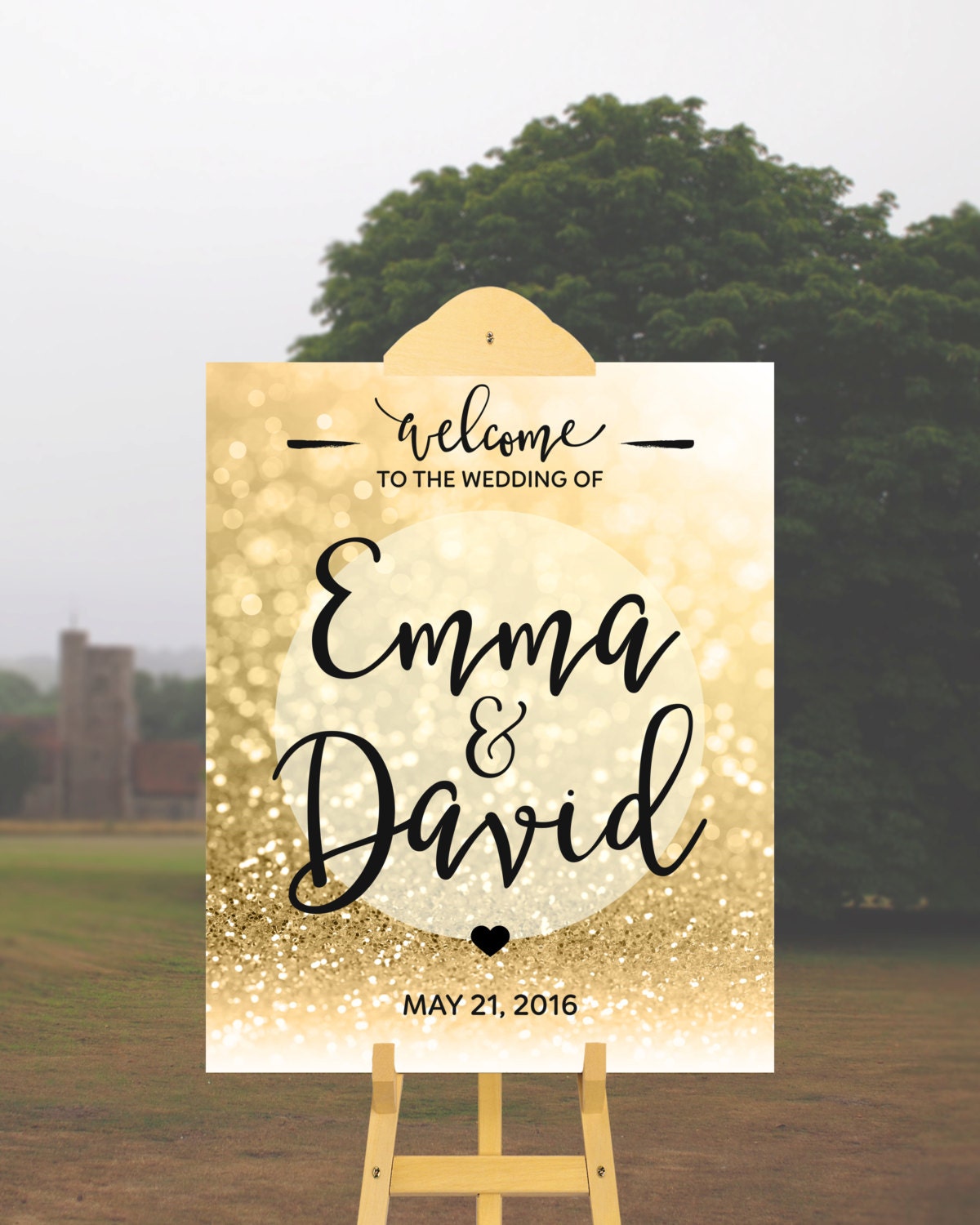 Printable Wedding Welcome Sign Gold Wedding Reception Sign