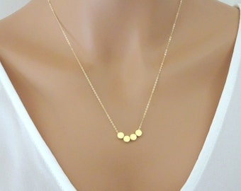 Custom initial necklace, Gold dot necklace, tiny stamped dots necklace, Personalized jewelry, Monogram necklace, Bridesmaid necklace gift