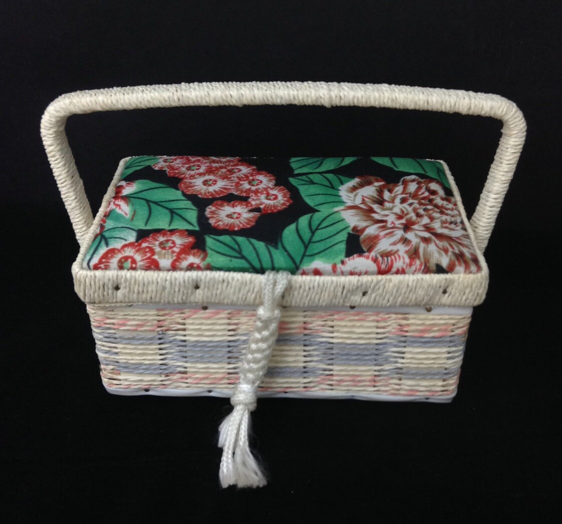 Small Sewing Basket Vintage Sewing Basket Sewing Box Bohochic