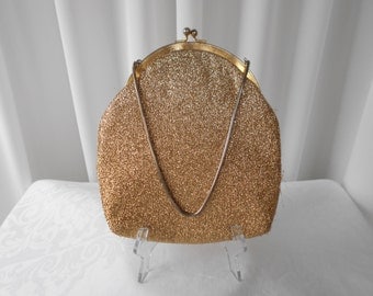 Vintage "Prestige Bags" Gold Lame Evening Purse 1960's #20024