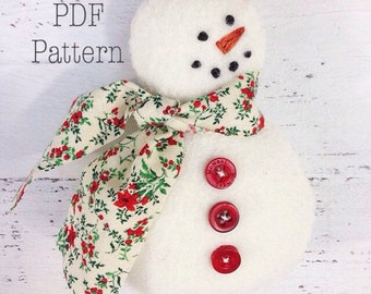 Snowman Christmas Ornament Pattern, Easy Sewing Pattern, Snowman Patterns, Christmas Crafts, Felt Ornament Pattern, DIY Holiday Ornament