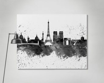 Paris canvas print, Paris watercolor skyline canvas, Art Print, Art, Canvas, Paris black & white print, Home decor, Wall art ArtPrintCanvas.