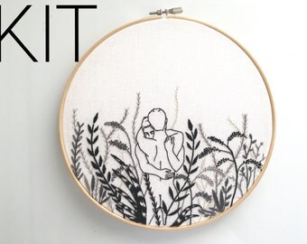 Embroidery kit "Monochrome" / Embroidery art / gay art