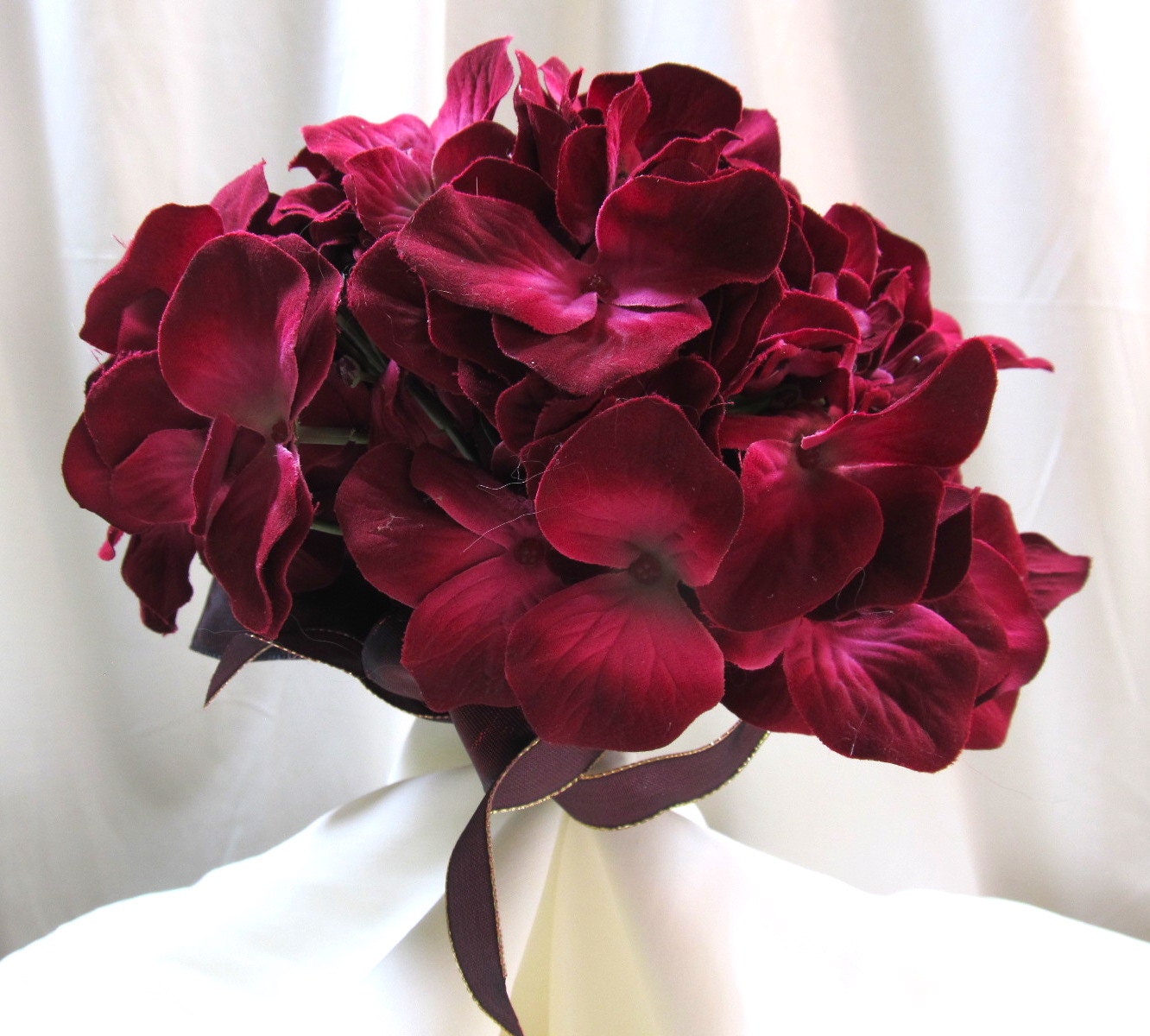 Wine Hydrangea Bridal Bouquet. Burgundy Wedding by IDoFlorals