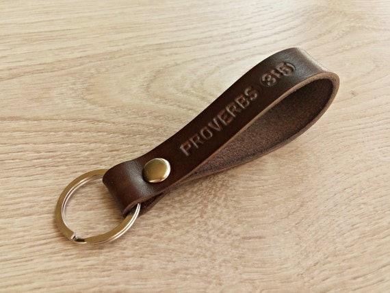 Personalized leather keychain Graduation gift Hand by MrPuzzini