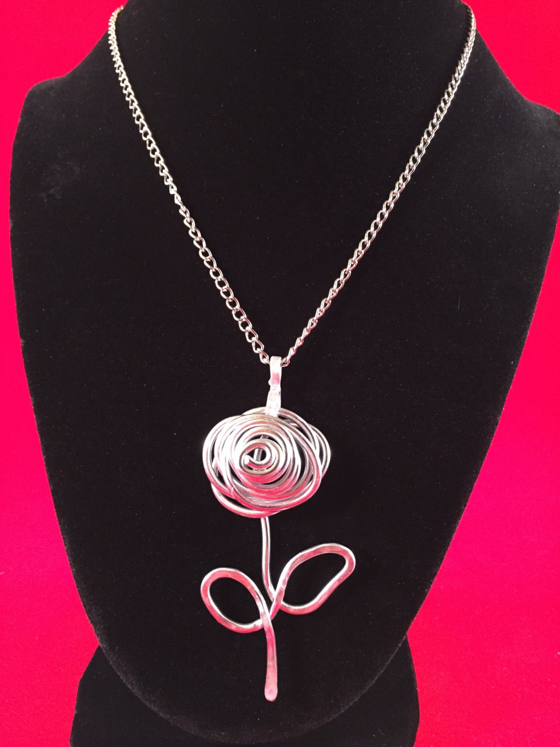 Rose flower necklace by KarmaJewellers on Etsy