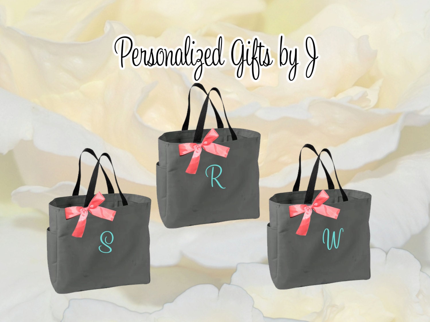 7 Personalized Bridesmaid Gift Tote Bags Monogrammed Tote
