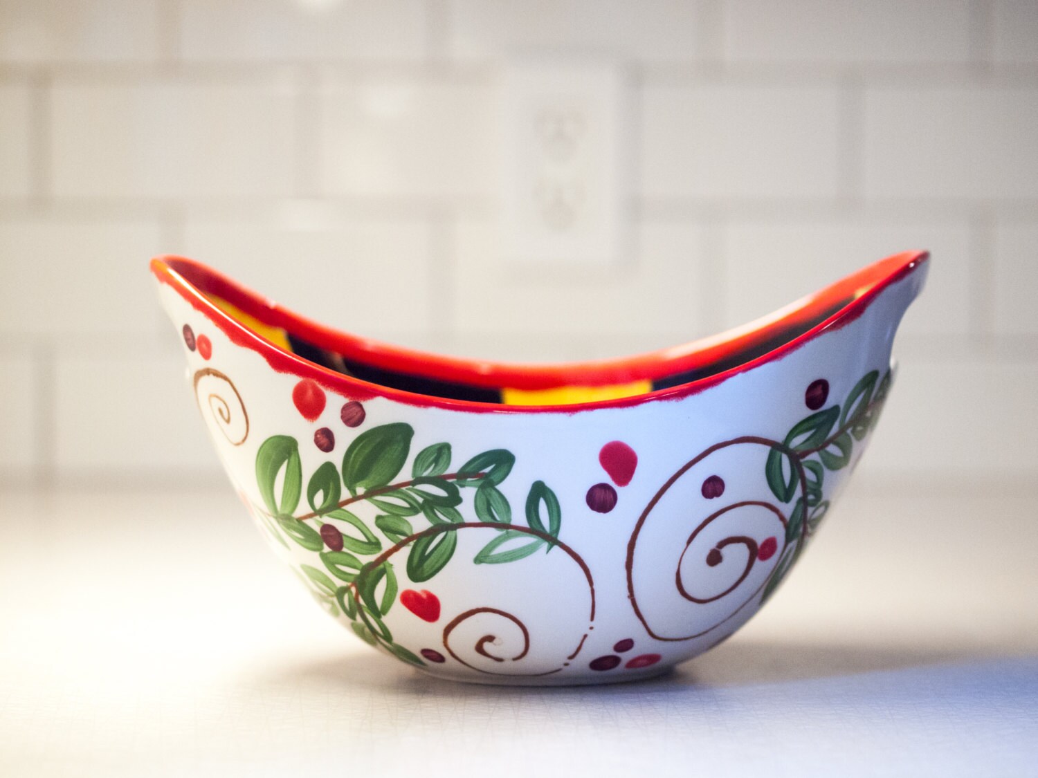 Serving Bowl Ceramic Serving Bowl Colorful Bowl with Handle